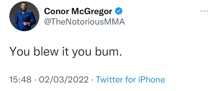Conor McGregor tweet