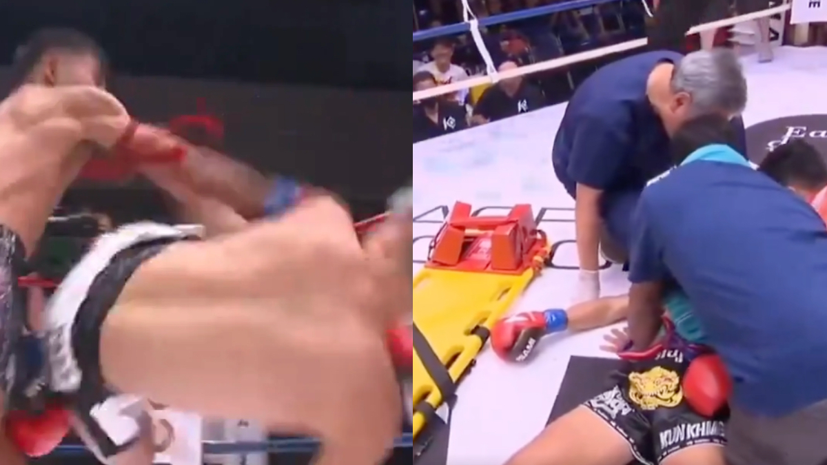 VIDEO: Muay Thai Fighter Nails Rolling Thunder Kick For Potential Knockout Of The Year Highlight