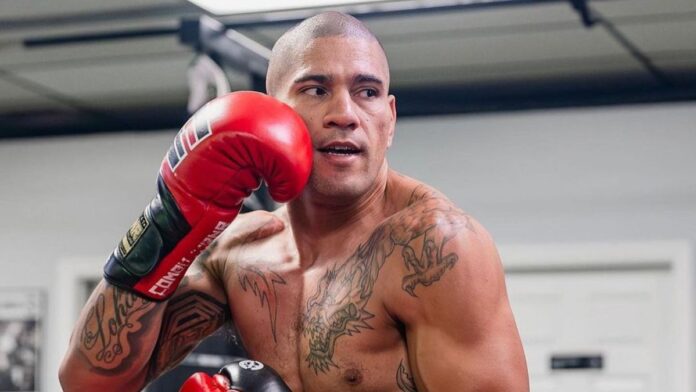 Alex Pereira training with box gloves