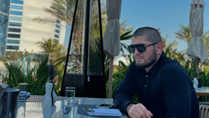 Khabib Nurmagomedov having food