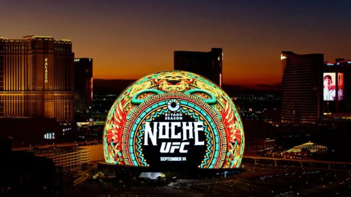 The Sphere themed around Riyadh Season Noche UFC event