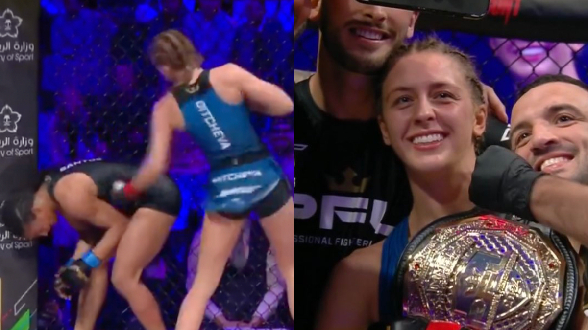 ‘Best WMMA Fighter In The World’ – Fans React As Dakota Ditcheva Batters Taila Santos To Win Inaugural PFL Flyweight Title