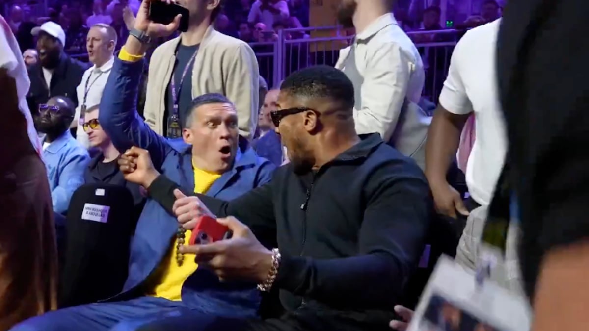 Watch Former Rivals Oleksandr Usyk And Anthony Joshua’s Hilarious Ringside Reaction To Joseph Parker KO