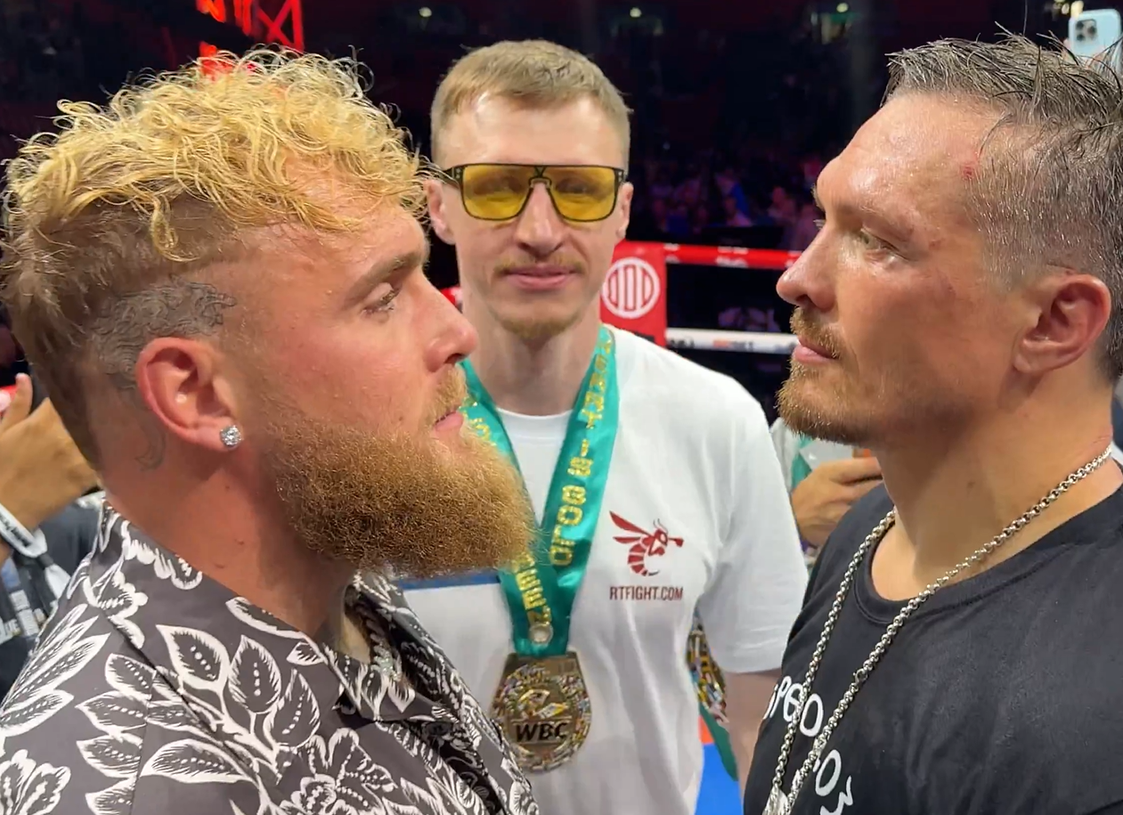 “An Absolute Disgrace To The Sport” – Fans & Fighters React As Jake Paul Stares Down With New Undisputed Heavyweight Champion Oleksandr Usyk