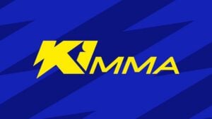 Yellow Ki MMA logo on a blue background