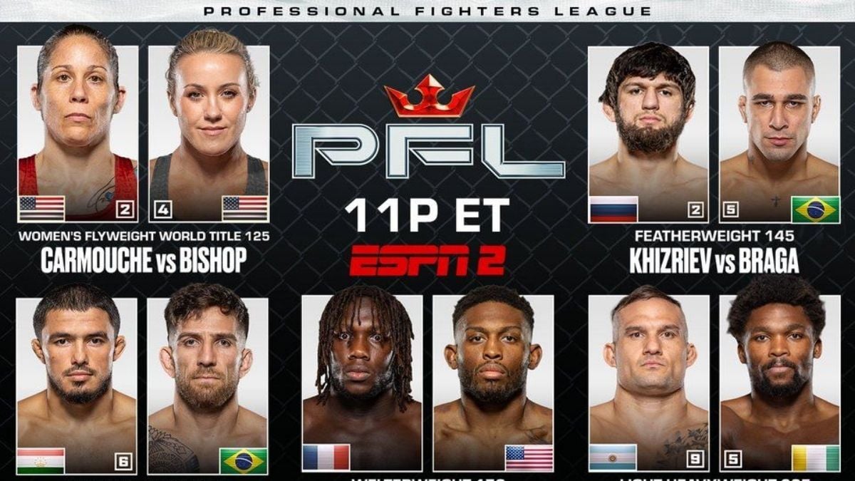 PFL Chicago poster for Liz Carmouche vs. Jena Bishop 2 for the inaugural PFL women's flyweight title at Wintrust Arena