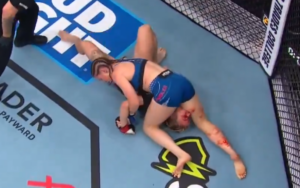 Chelsea Chandler in the Octagon during her bantamweight fight against Melissa Croden at UFC Edmonton