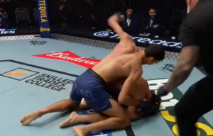 Luis Francischinelli lands ground strikes on William Rentz as the referee moves in on Dana White's Contender Series Season 10, Week 10
