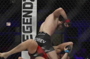 Gamid Khizriev in the PFL cage during his win over Michael Boylan at PFL Chicago