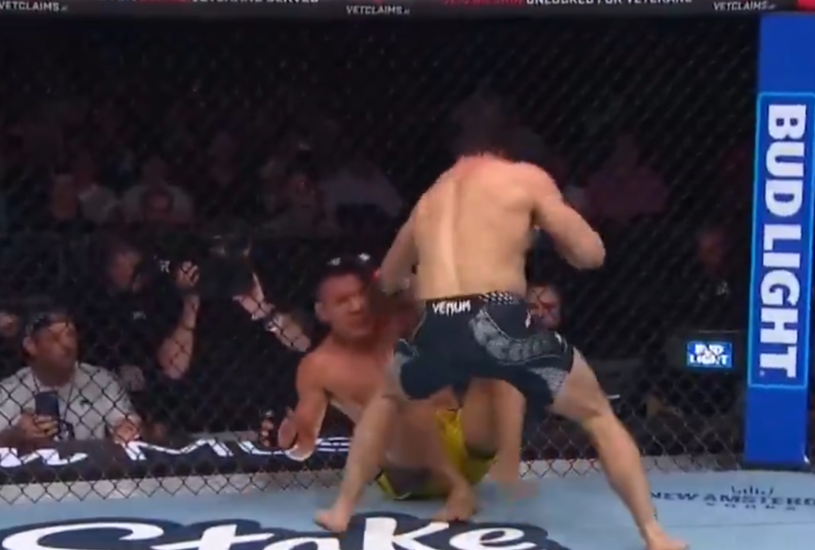 Alexander Hernandez after stopping Rafael dos Anjos at UFC 332