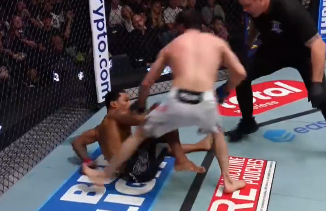 Otari Tanzilovi at UFC Vegas 122 after his head kick finish of Malcolm Wellmaker