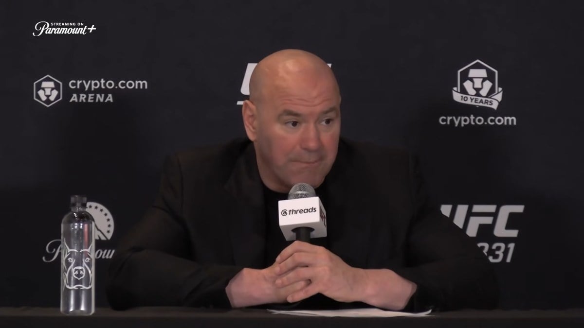 UFC CEO Dana White at a UFC 331 press conference at Crypto.com Arena
