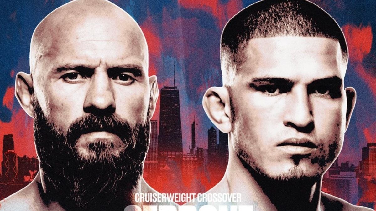 Donald Cerrone and Anthony Pettis face off on the RAF 15 poster against a Chicago skyline