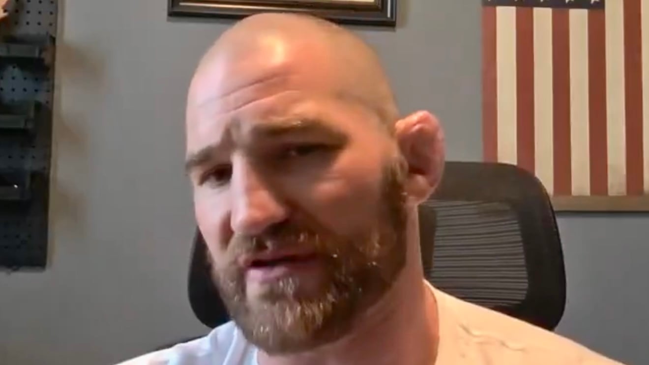 Sean Strickland speaking in a video from his home office